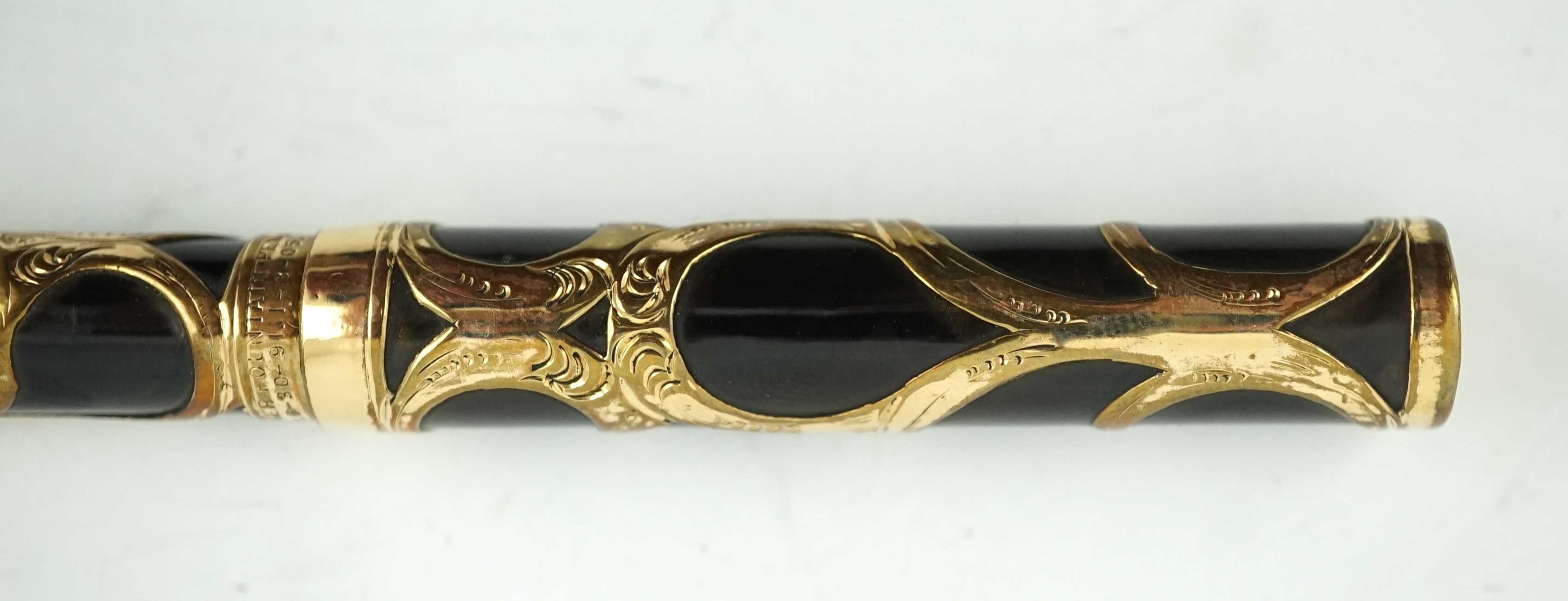 A Parker No.16 gold filled filigree Eyedropper, boxed